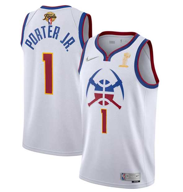 Men%27s Denver Nuggets #1 Michael Porter Jr. White 2023 Finals Earned Edition Stitched Basketball Jersey->denver nuggets->NBA Jersey